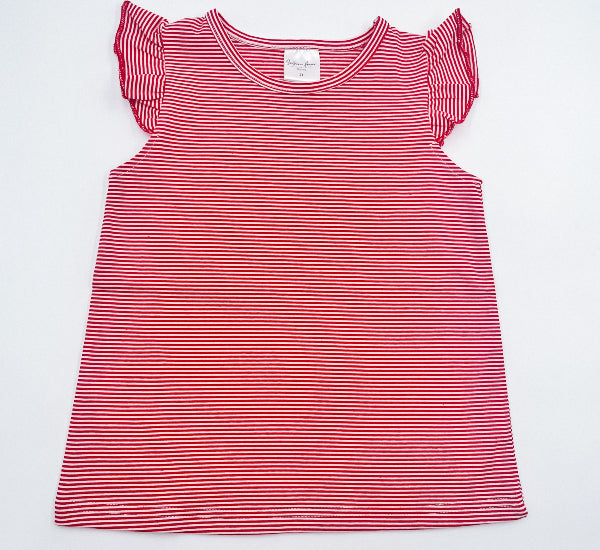 Shirt - Striped Flutter Sleeve