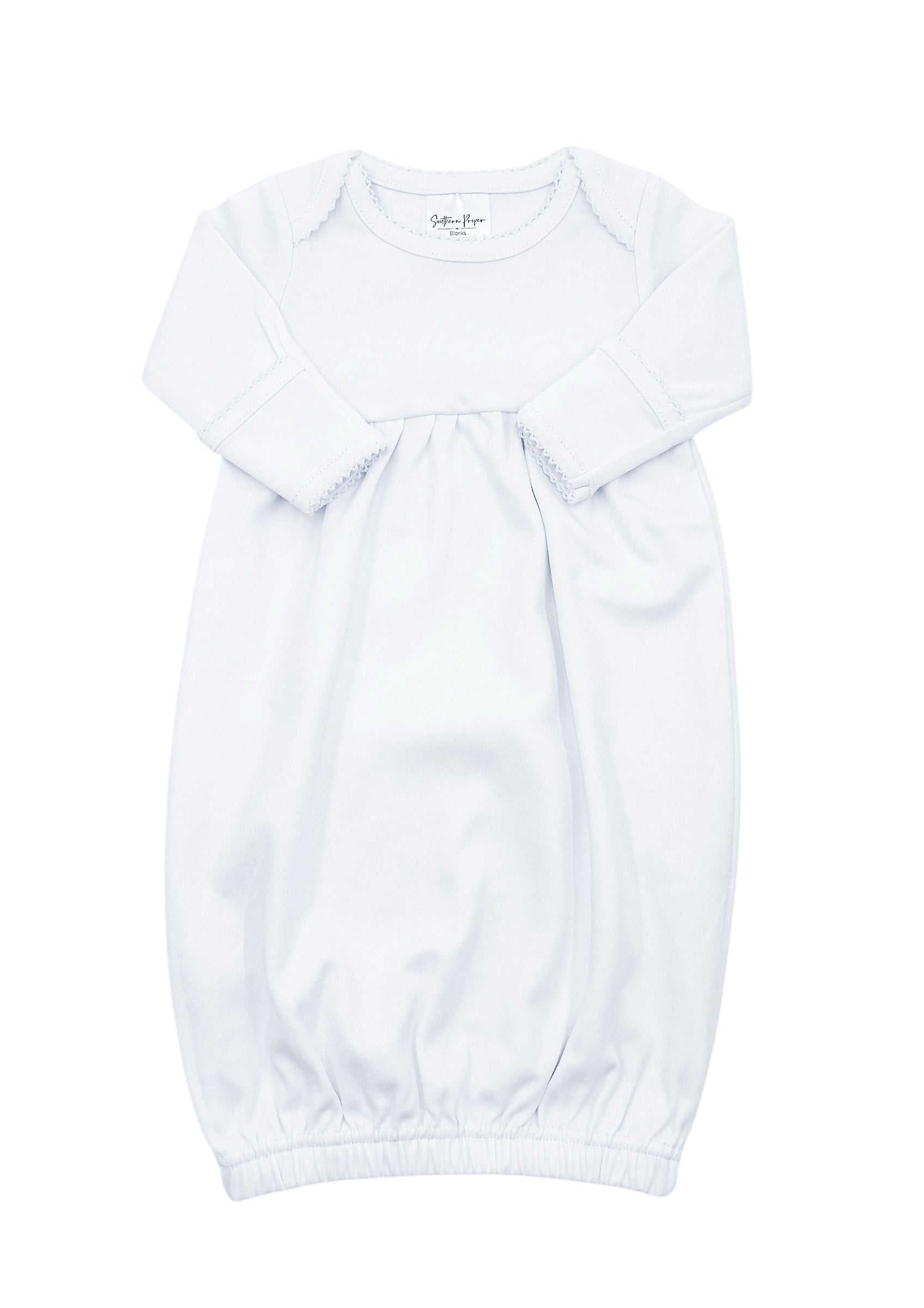 Gowns - Picot Trim 0-6 Month / White w/ Pink, image size:1696x2400