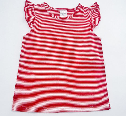 Shirt - Striped Flutter Sleeve