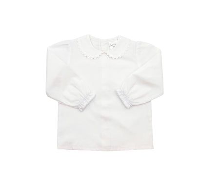 Shirt - Woven Scalloped Collar LS