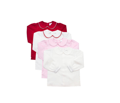 Shirt - Woven Scalloped Collar LS